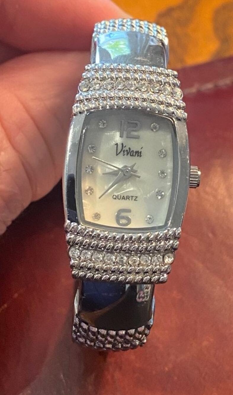 Women's 20mm silver Tone Vivani Watch, Crystal Accents, Bangle